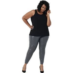 NWT 4XP All Worthy Hunter McGrady Faux Leather Legging Pintucks Gunmetal